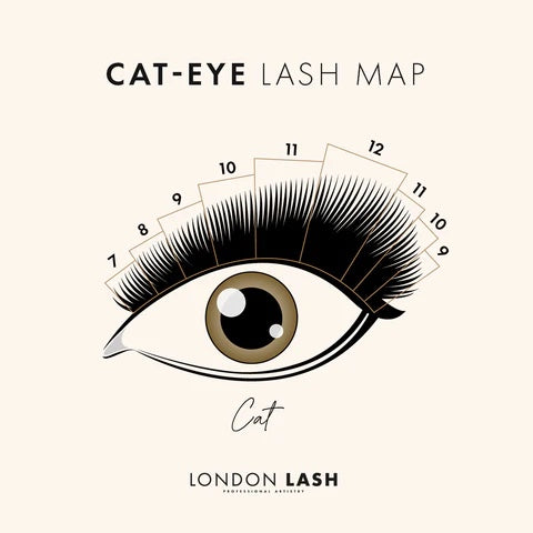 mapa de pestanas Cat Eye, mapa de pestanas estilo gatinho