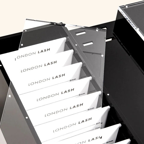 paletas de pestanas e soluções para organização e armazenamento de pestanas da London Lash