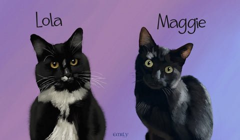 Portrait of two black cats
