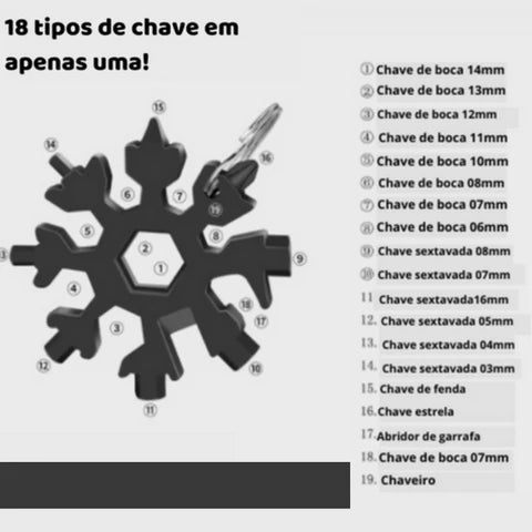 Chave Multifuncional Floco de Neve 18 Em 1 | Snowflake Tool