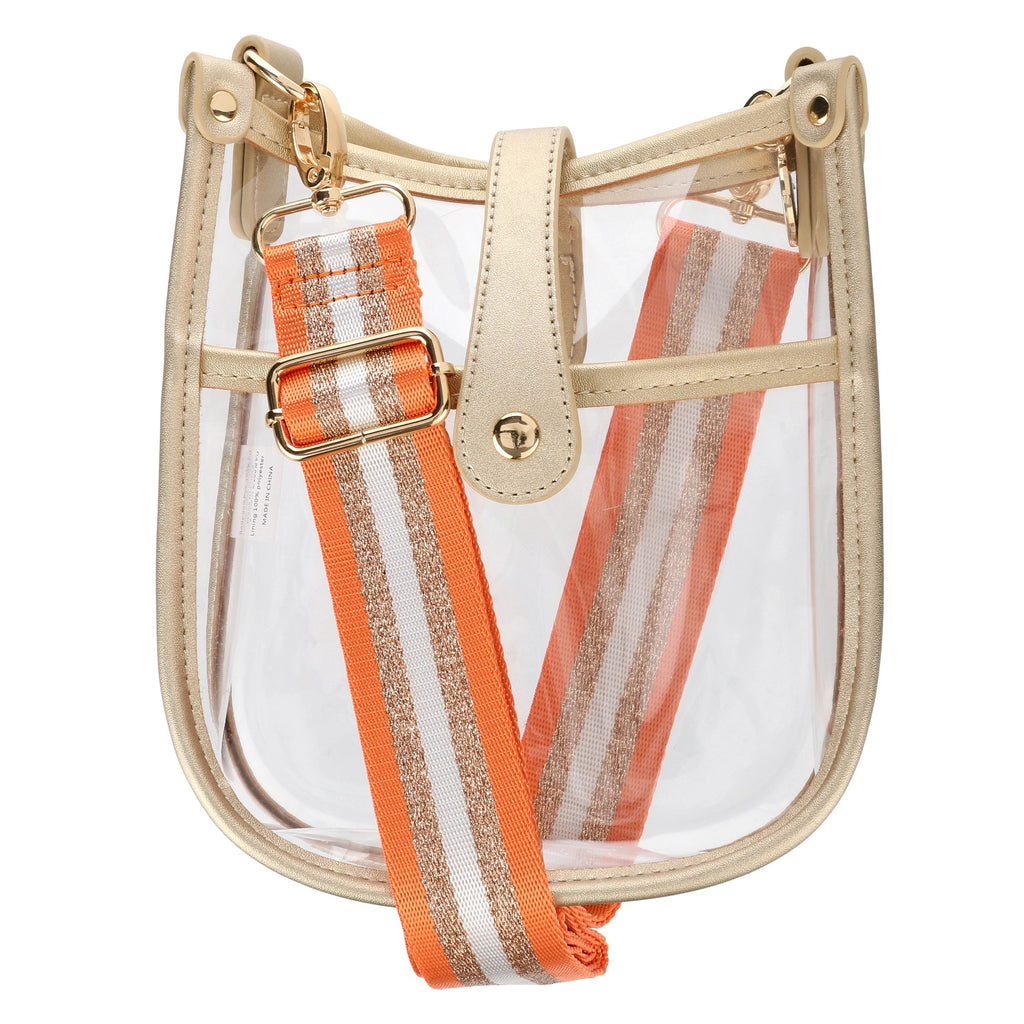 Clear Stadium Bag Adjustable Strap Crossbody- Gold – Beaucoup 702 Las Vegas