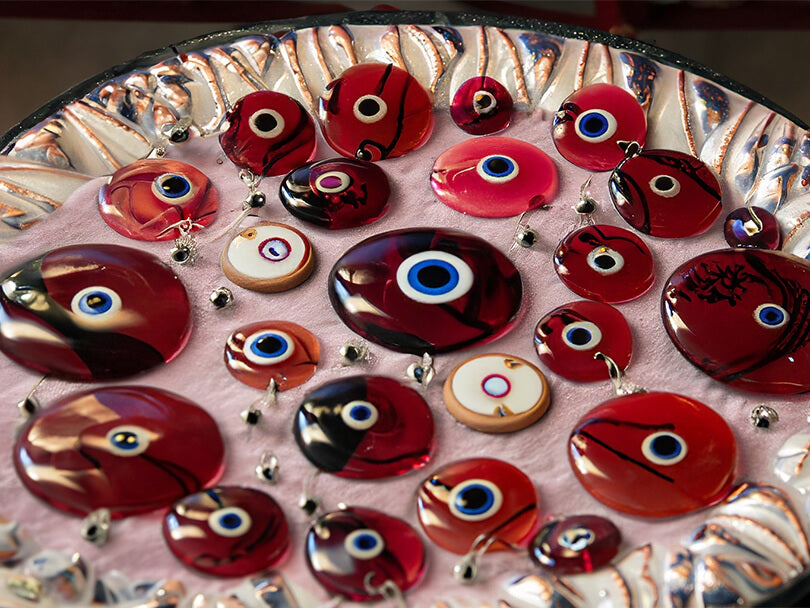 Assortment of Maroon Evil Eye Products