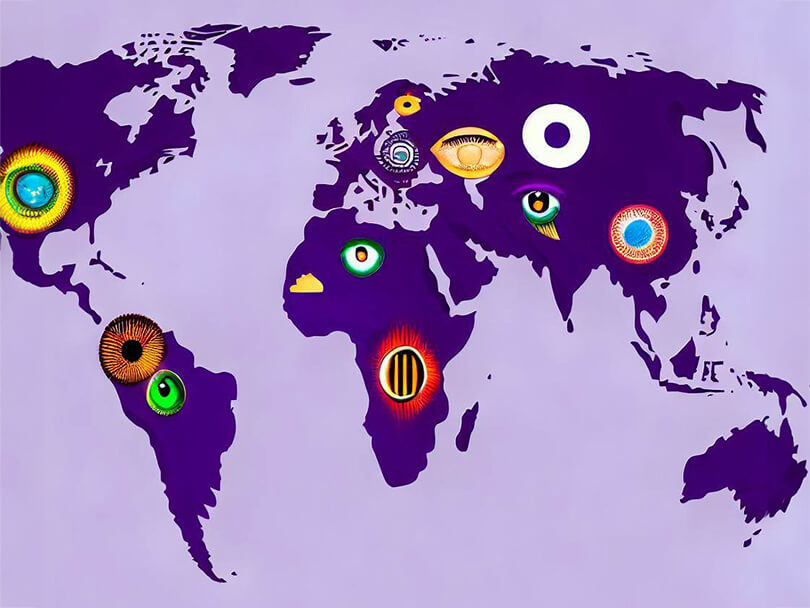 Global Map Representing Cultural Interpretations of the Purple Evil Eye