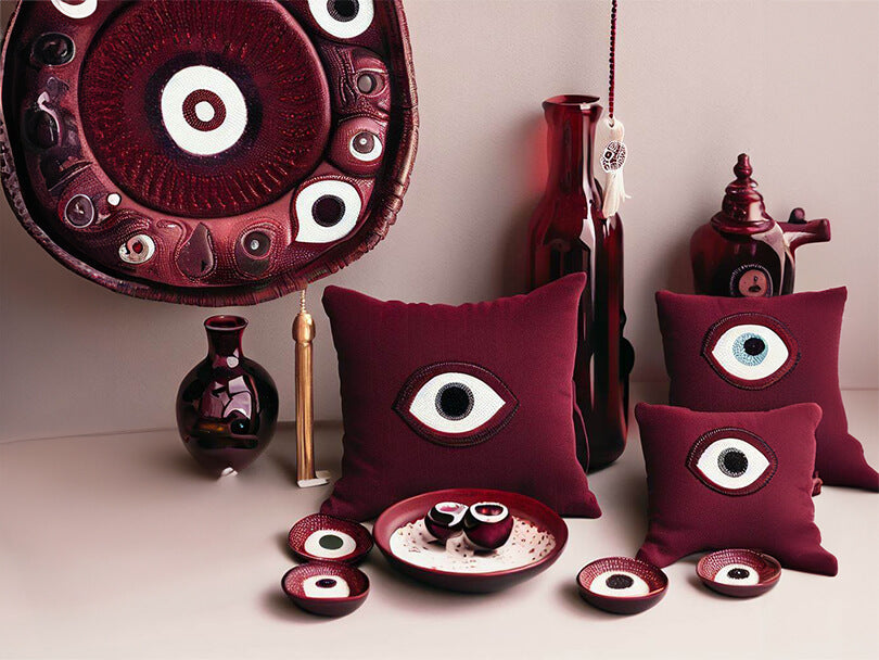 Maroon Evil Eye Home Decor