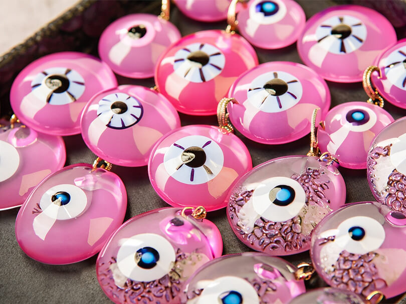 Various Pink Evil Eye jewelry