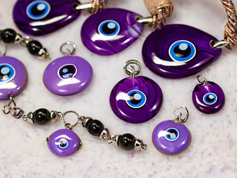 Various Purple Evil Eye Jewelry