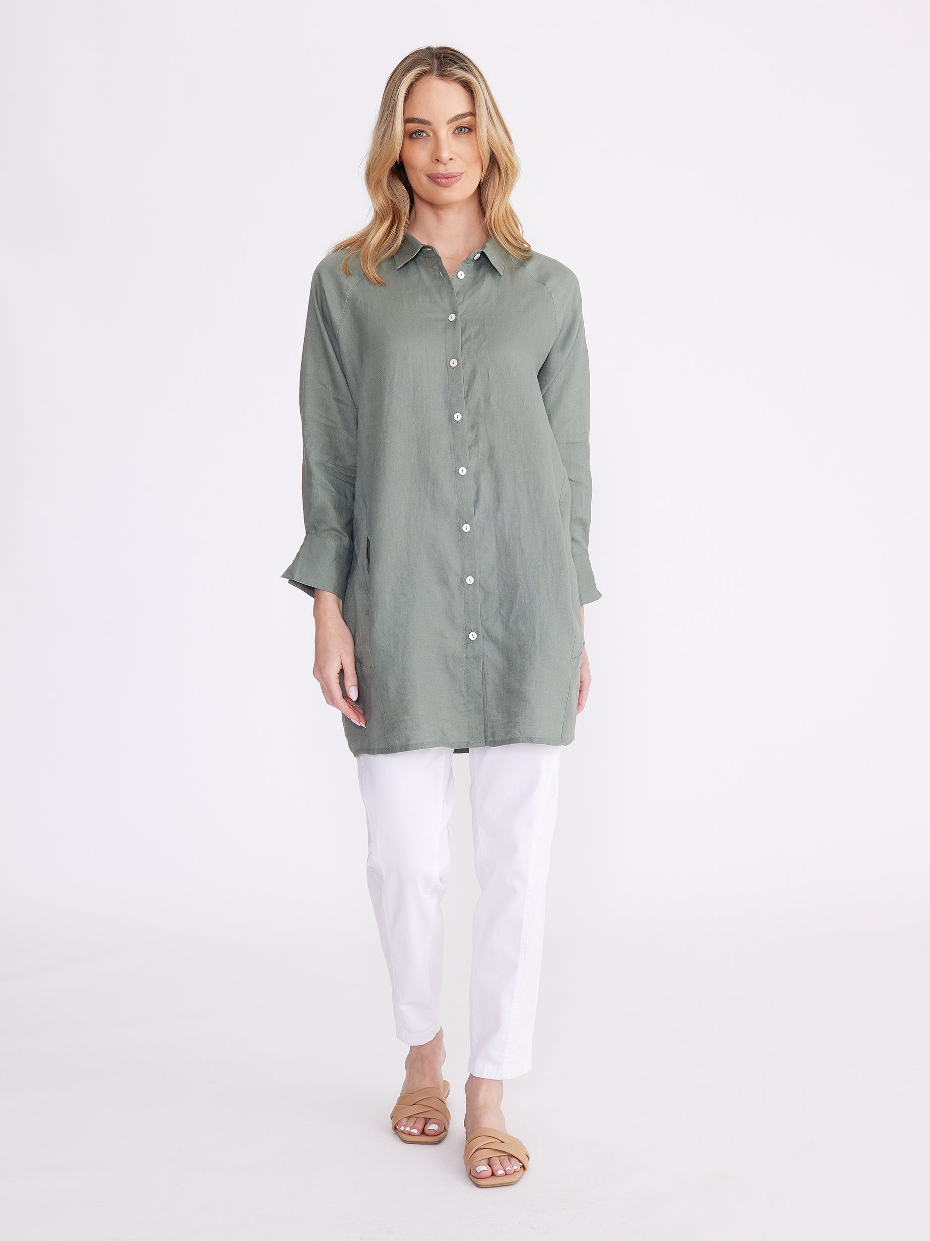 Longline Linen Shirt – Yarra Trail & Marco Polo