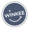 Winkee Logo - Blau rund mit Clip Art die einen zwinkernden Smiley erzeugt