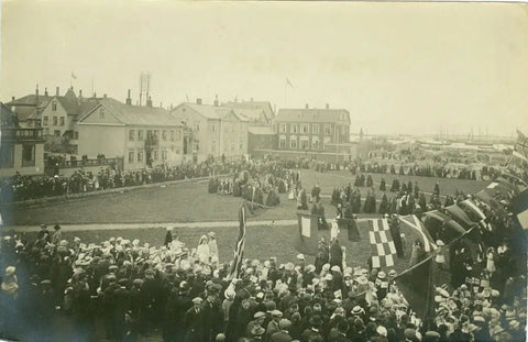 rassemblement au square Austurvöllur le 7 juillet 1915
