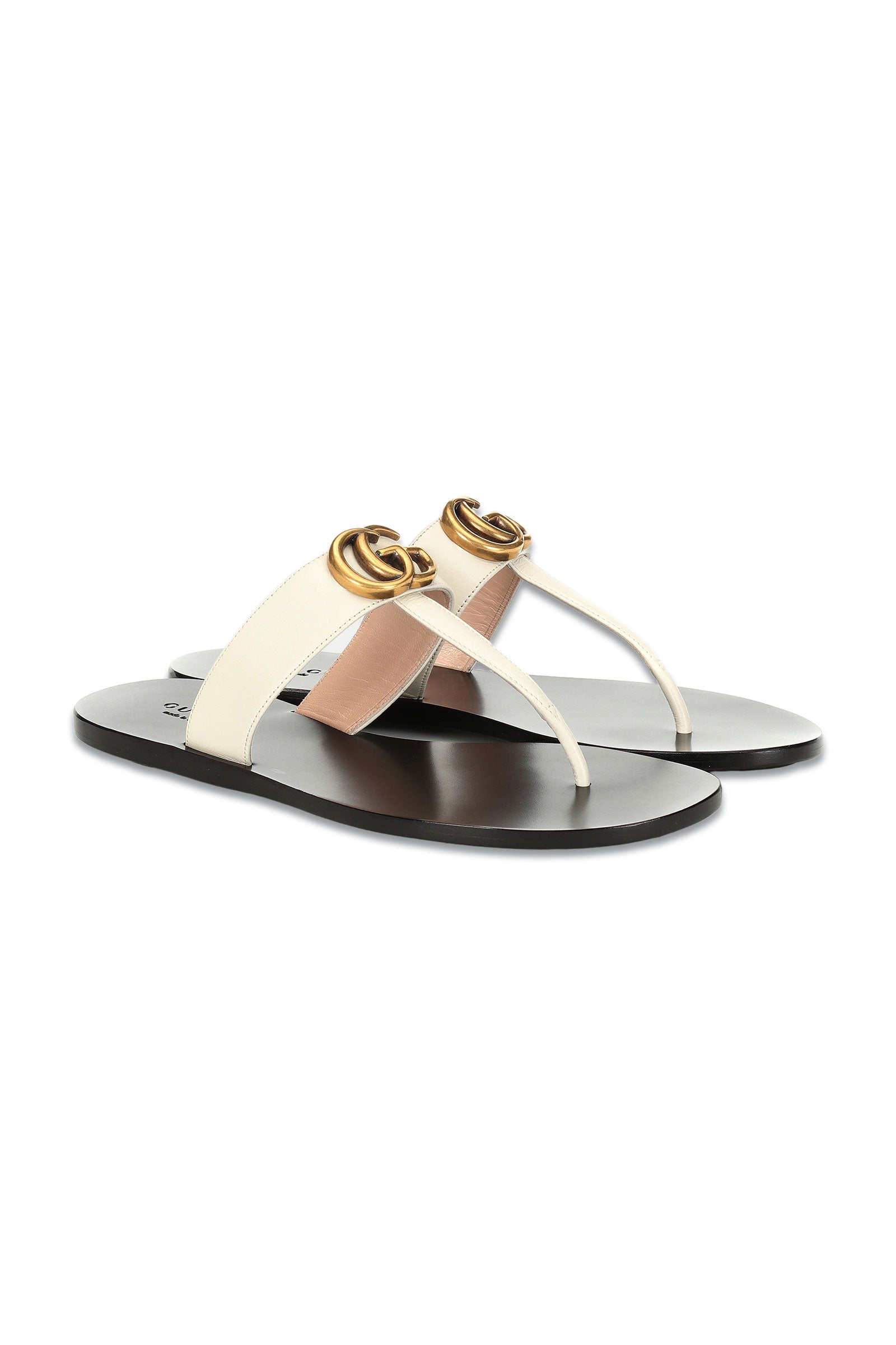 GUCCI Metallic Thong GG Sandals Gold | Luxity