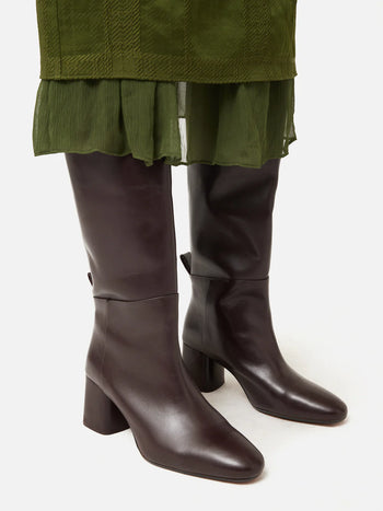 FRYE Paige Wedge X Stitch Tobacco Brown Leather High Heel Boots SZ 9.5 M  76189 | eBay