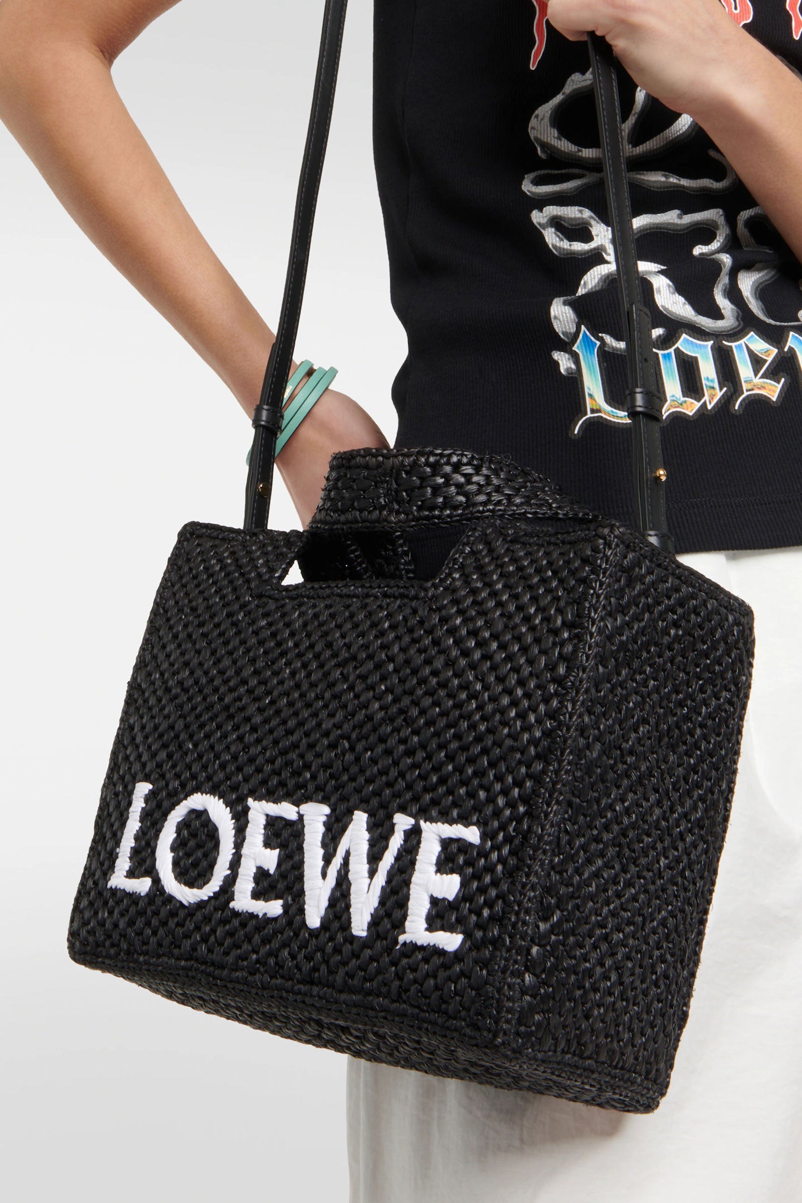 Loewe Paula's Ibiza Small logo raffia tote bag - ShopStyle