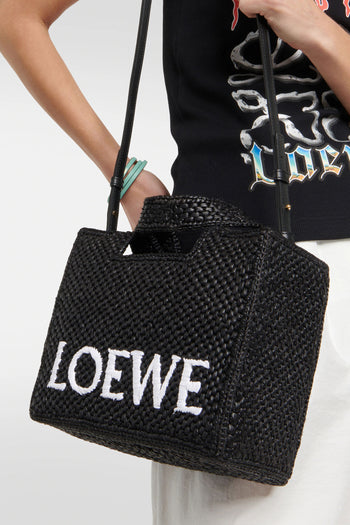 Loewe Paulas Ibiza Small Leather-trimmed Woven Raffia Tote - Women - White Tote Bags