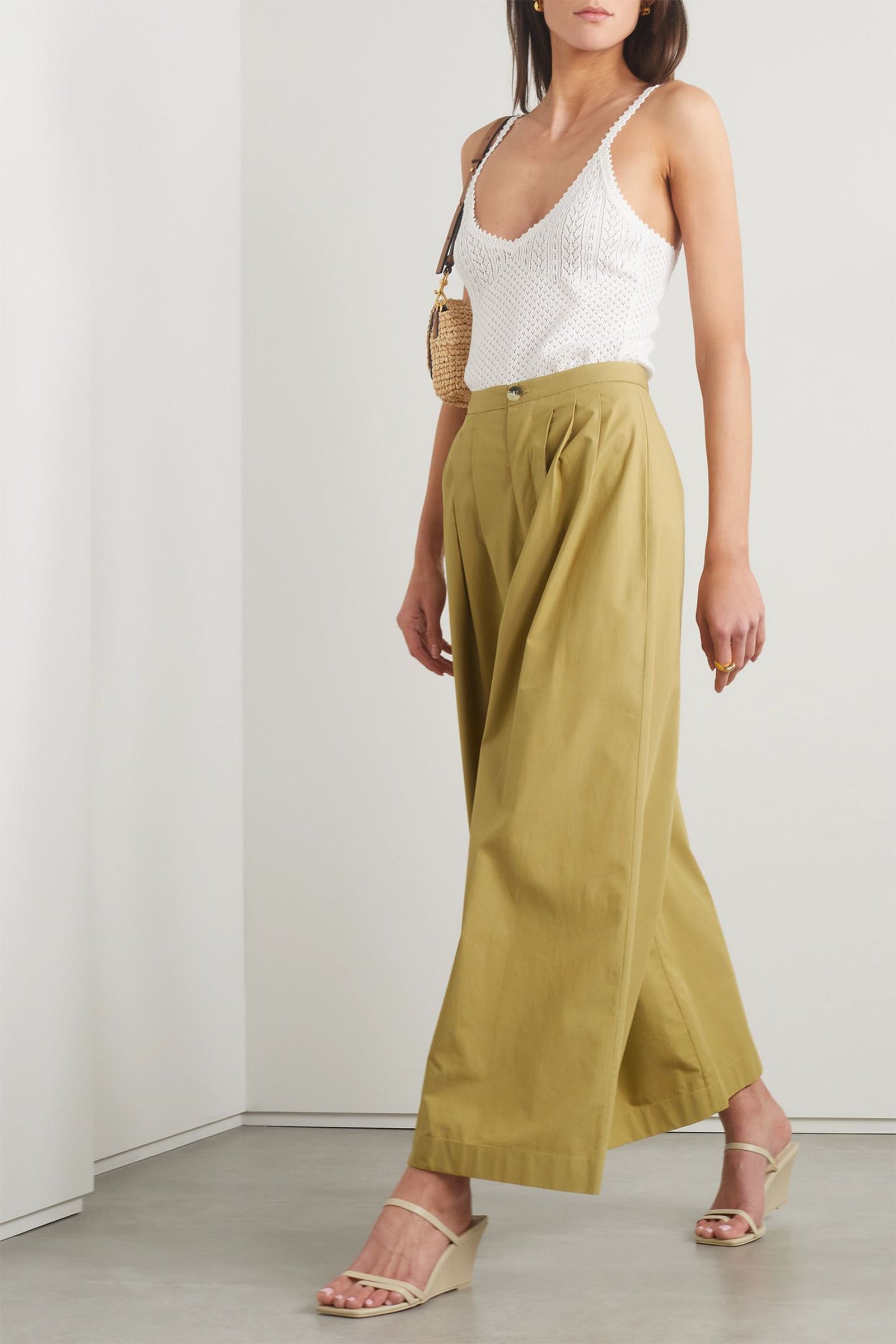 Daria Utility cropped cotton-blend poplin wide-leg pants