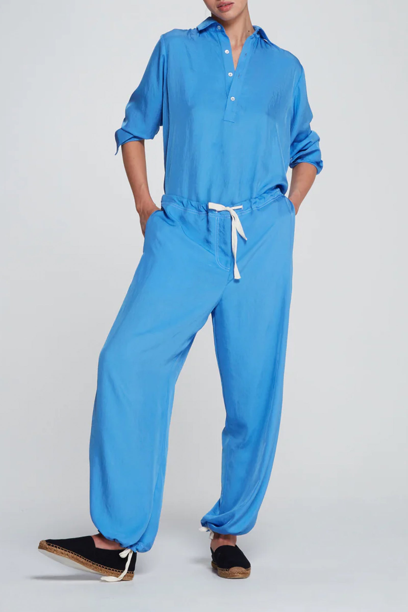 Serena Bute London Relaxed Wide Leg Trouser - Sky Blue for Women