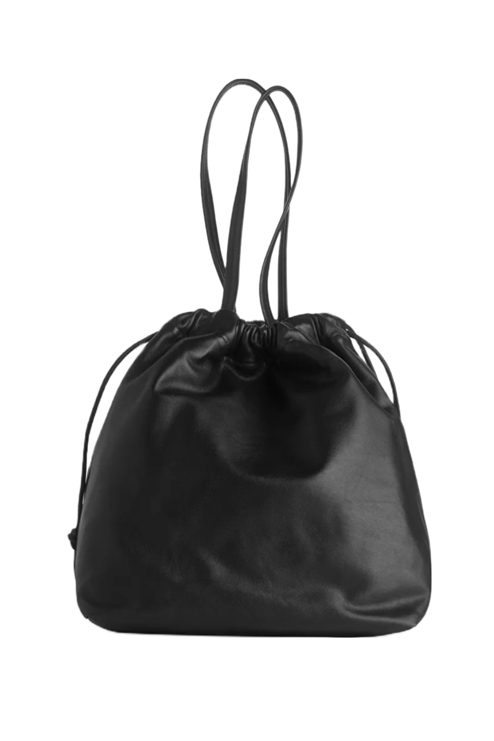 Small leather sales drawstring bag