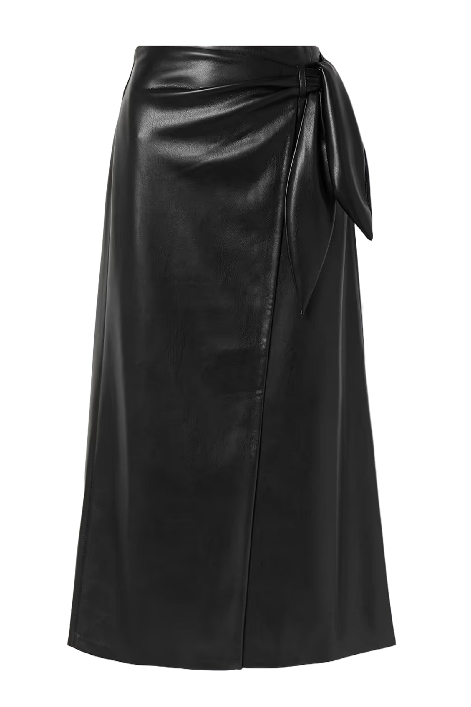 John Lewis Leather Midi Skirt, Black, 8