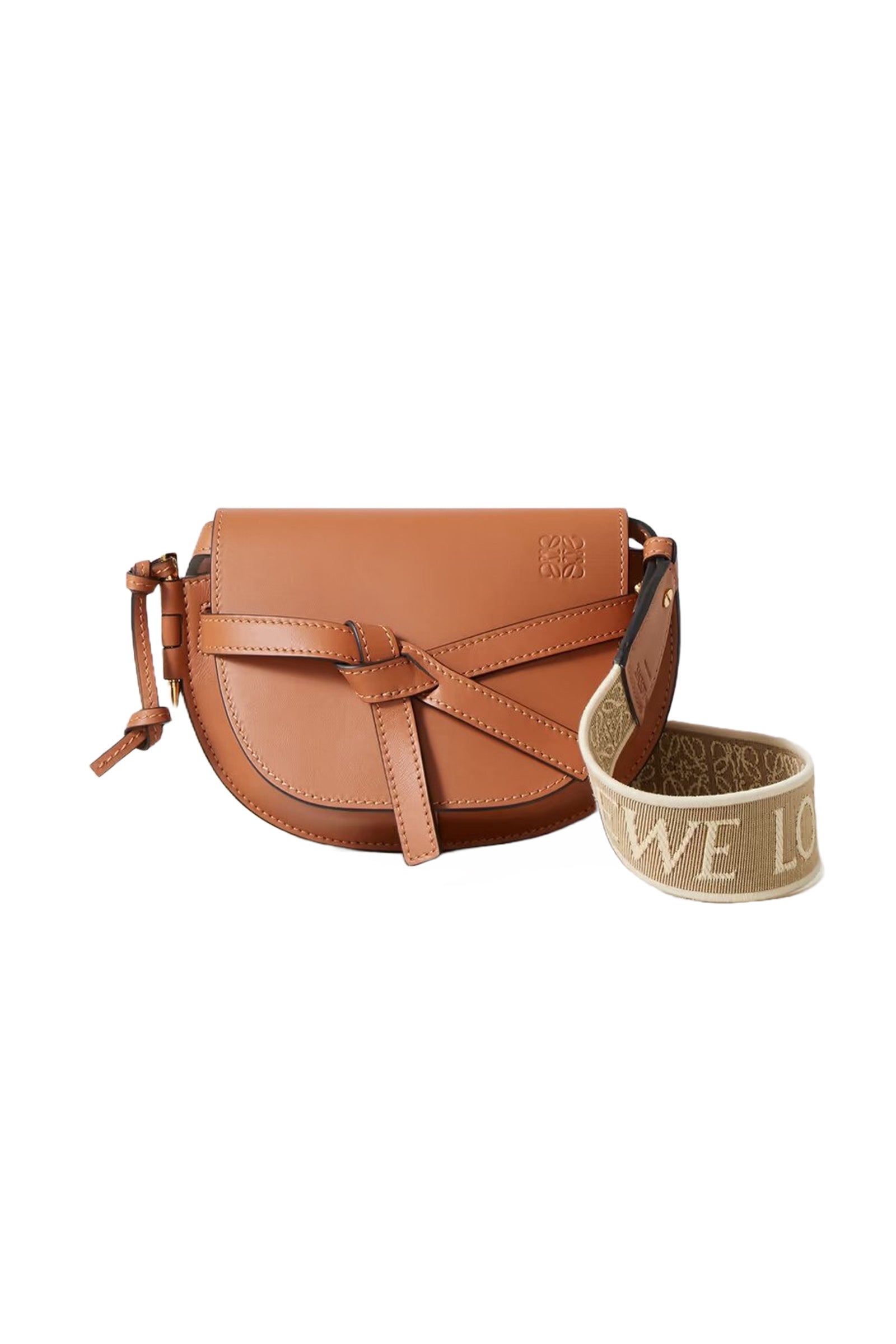 LOEWE Gate mini canvas jacquard-trimmed leather shoulder bag