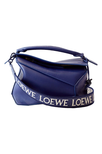 LOEWE Puzzle Mini Leather Shoulder Bag in Blue