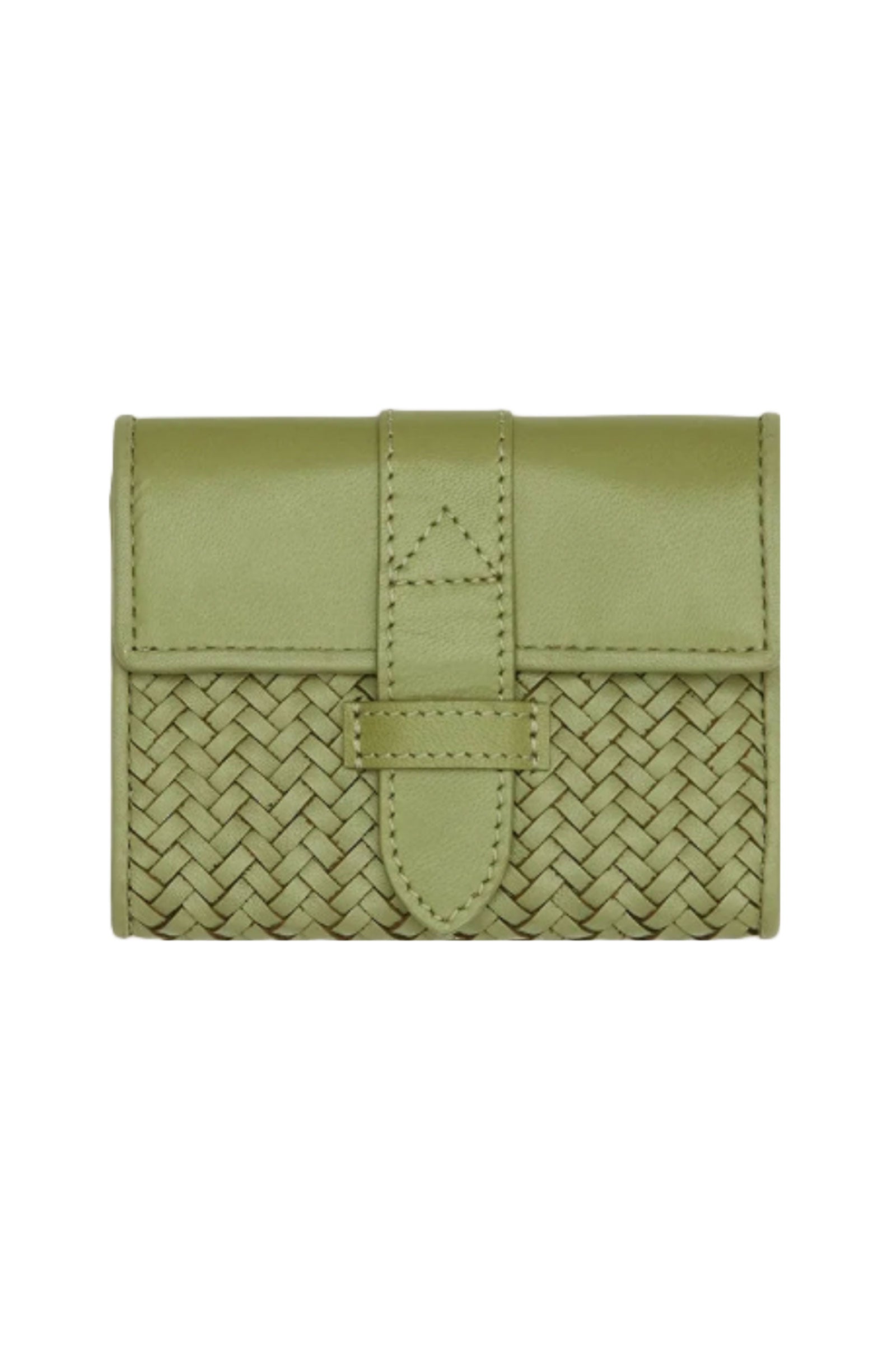 Sage Handwoven Leather Clutch