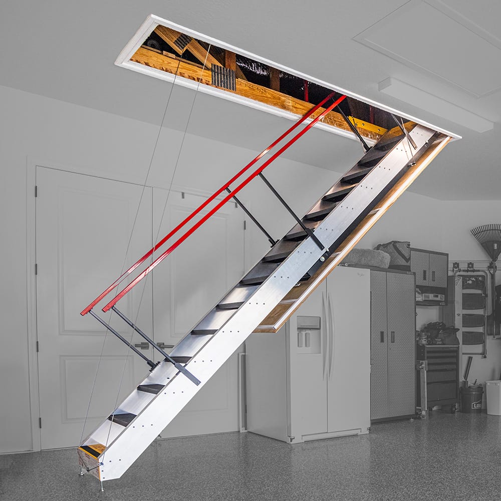 Majic Attic Stairs - Motorized Retractable Ladder with Safety Steps and Handrails