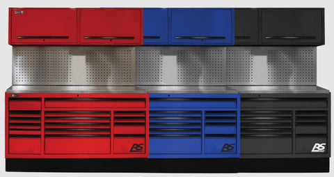 Set Of Three Homak 72 CTS Set With Storage Cabinets In Red Blue And Black Colors