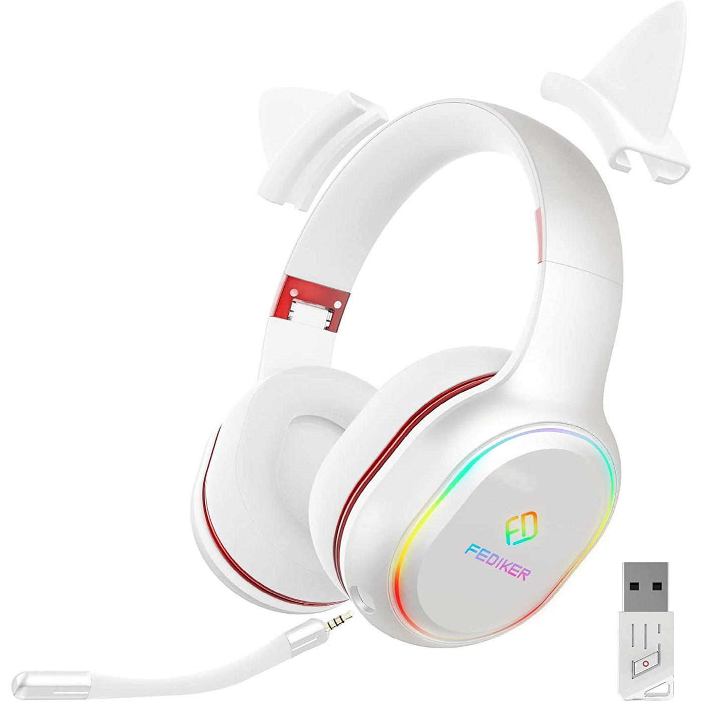 Op de kop van prototype Besmetten FEDIKER Wireless Gaming Headset for PS5 PS4 PC W3 USB Dongle Low Latency  Bluetooth, Headphones with