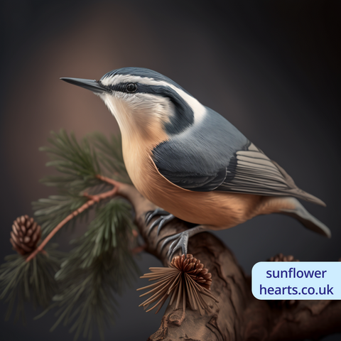 nuthatch crawling along a branch