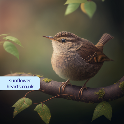 wren - a british garden bird - on a branch in the garden