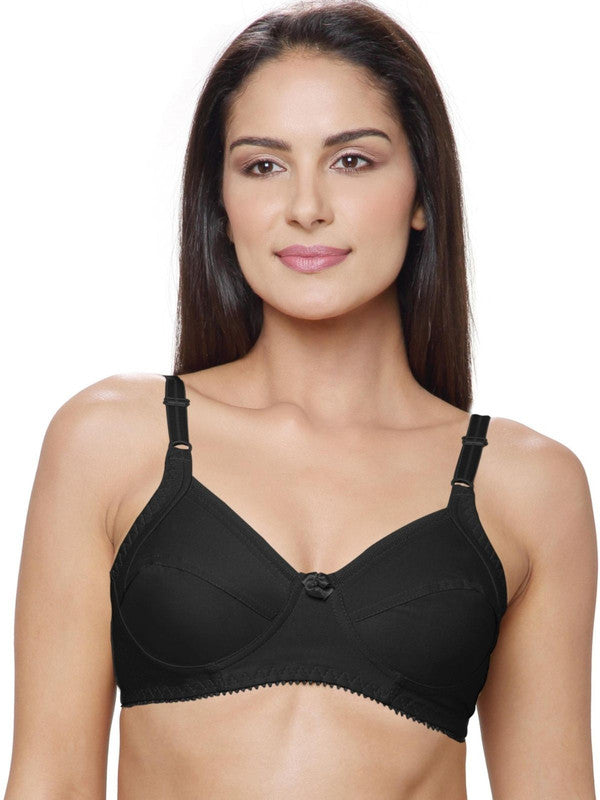 Lovable Cotton Non Padded Non Wired Full Coverage Bra in Black Color-  L-0196-42B - Roopsons