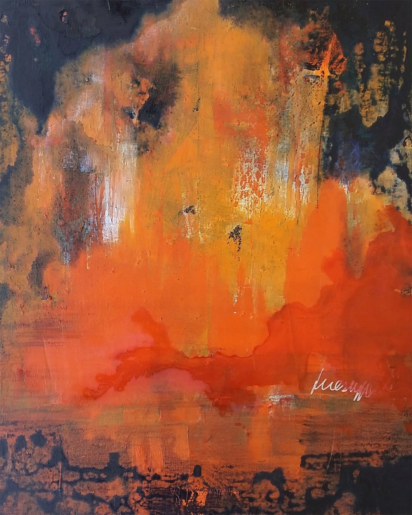 Red orange abstract painting