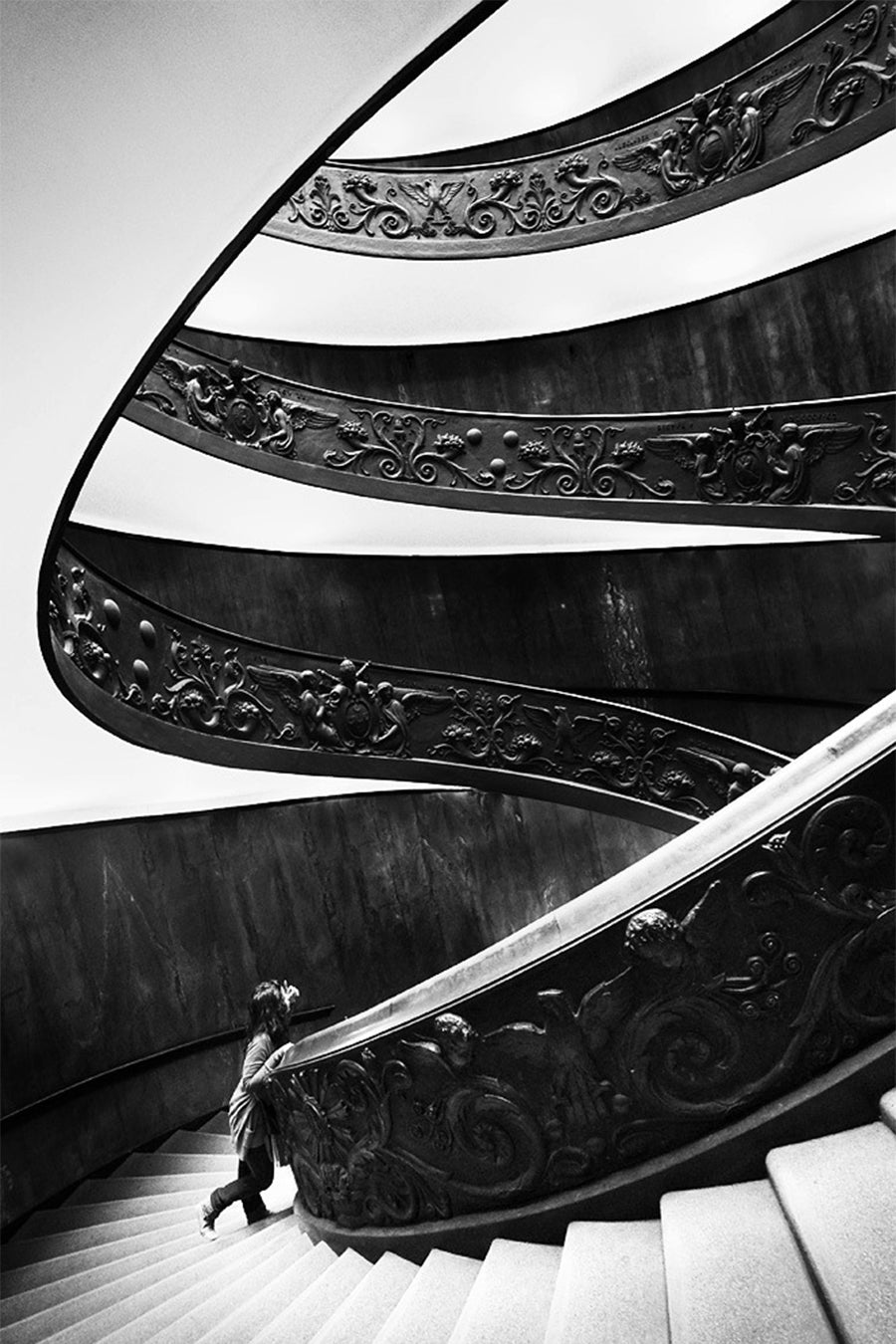 a person standing on Spiral staircases
