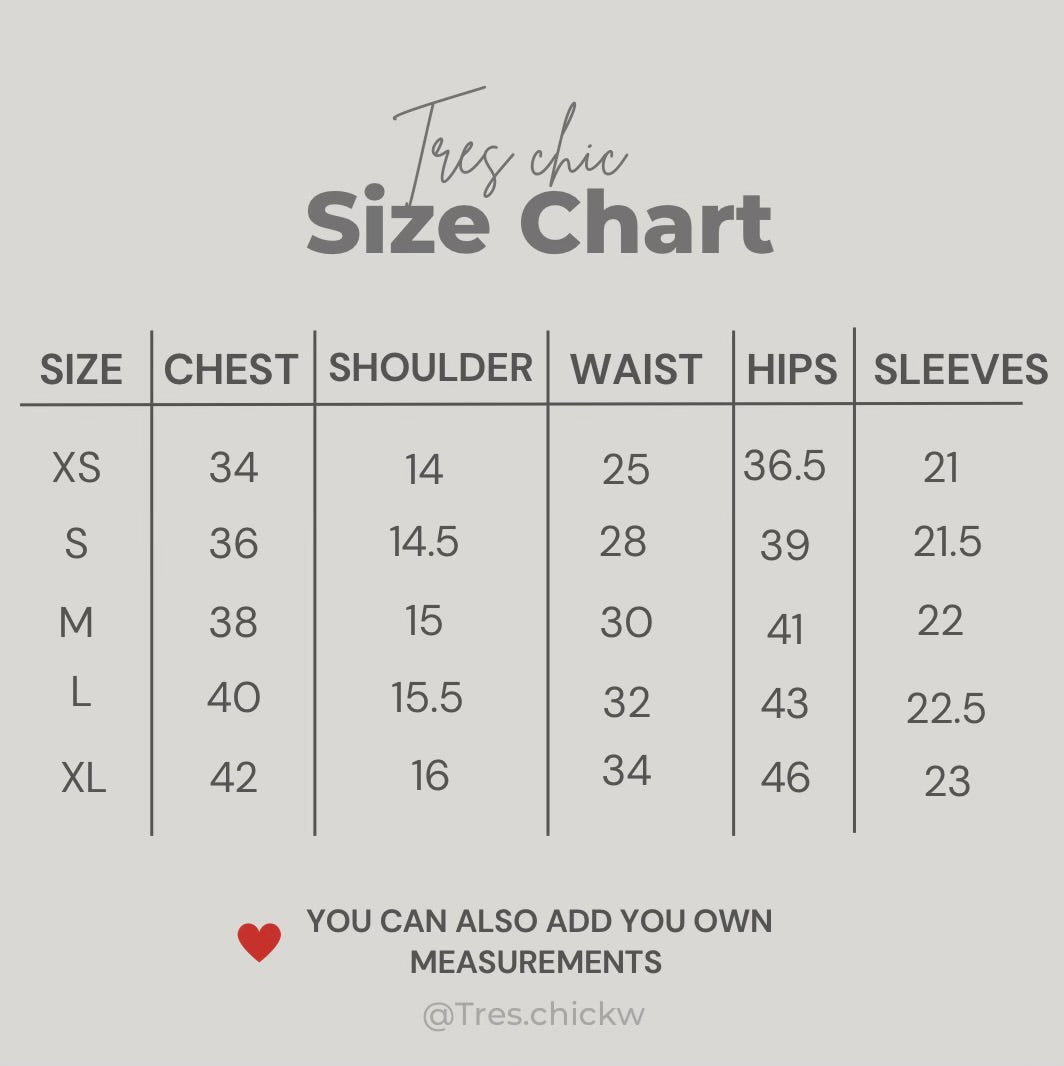 Size Chart – TRÈS CHIC