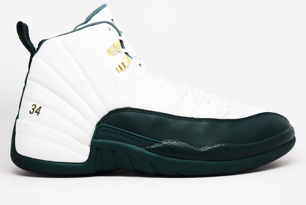 white and green jordan 12