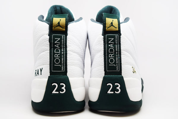 white and green jordan 12