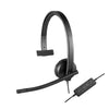 Picture of Logitech H570e Wired Headset, Mono Headphones with Noise-Cancelling Microphone, USB, In-Line Controls with Mute Button, Indicator LED, PC/Mac/Laptop - Black