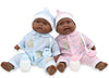 Picture of JC Toys Twins 13' Realistic Soft Body Baby Dolls Berenguer Boutique | Twins Gift Set with Removable Outfits and Accessories | Pink and Blue | African American | Ages 2+