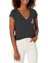 Picture of Ultra Game NBA Houston Rockets Womens V-Neck Rhinestone Short Sleeve Tee Shirt, Charcoal Heather, X-Large