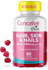 Picture of CONCEIVE PLUS Hair Skin and Nails Gummies - Extra-Strength Biotin, VIT A, C, D3, E Vitamins - Vegan, Hair Growth Supplement - Gelatin-Free - 60 Count