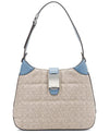 Picture of Calvin Klein Frankie Shoulder Bag, Almond/Taupe/Vintage Blue Quilted Grid