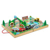 Picture of Melissa and Doug 17-Piece Wooden Take-Along Tabletop Railroad, 3 Trains, Truck, Play Pieces, Bridge - Wooden Train Sets For Kids Ages 3+