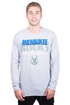 Picture of Ultra Game NBA Milwaukee Bucks Mens Supreme Long Sleeve Pullover Tee Shirt, Heather Gray, Medium
