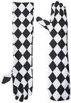 Picture of Leg Avenue Women's Satin Harlequin Elbow Length Gloves, Black/White, One Size