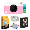 Picture of Kodak Printomatic Instant Camera (Pink) Gift Bundle + Zink Paper (20 Sheets) + Deluxe Case + 7 Fun Sticker Sets + Twin Tip Markers + Photo Album.