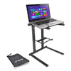 Picture of Pyle Portable Folding Laptop Stand - Standing Table with Foldable Height and Secondary Accessory Tray for iPad, Tablet, DJ Mixer, Workstation, Gaming and Home Use with Bag - PLPTS35