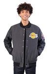 Picture of Ultra Game NBA Los Angeles Lakers Mens Full Zip Classic Varsity Jacket, Charcoal Heather, Medium