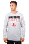 Picture of Ultra Game NBA Houston Rockets Mens Supreme Long Sleeve Pullover Tee Shirt, Heather Gray, Medium