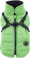 Picture of Puppia Mountaineer Winter Dog Coat with integrated harness No Pull Cold Weather Waterproof Warm Fleece Back Zipper for Small and Medium Dog, GREEN, Large