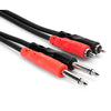 Picture of Hosa CPR-202 Dual 1/4' TS to Dual RCA Stereo Interconnect Cable, 2 Meters