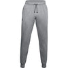 Picture of Under Armour Mens Rival Fleece Joggers , Pitch Gray Light Heather (012)/Onyx White , Small